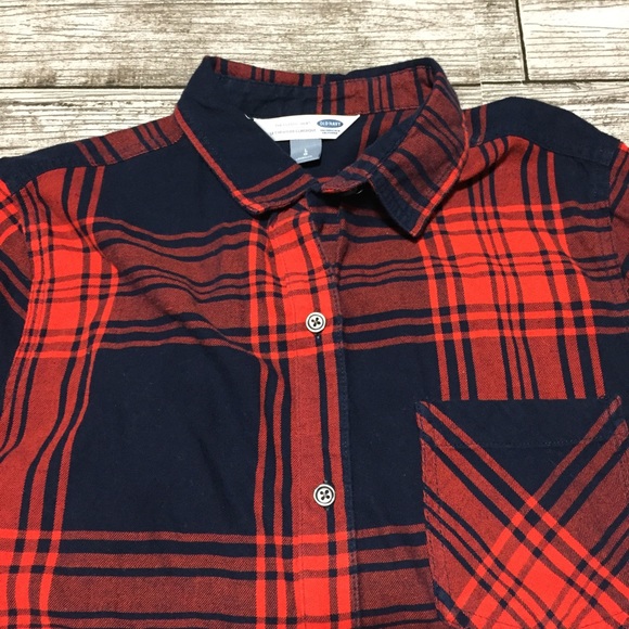 Old Navy The Classic Shirt Flannel Women’s L Blue Red Plaid Button Up Casual - Picture 7 of 9